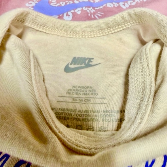 🌸 Nike Baby Onesies 2-Pack • Newborn • Mauve & Cream Swoosh Bodysuits • Preloved - Picture 2 of 2